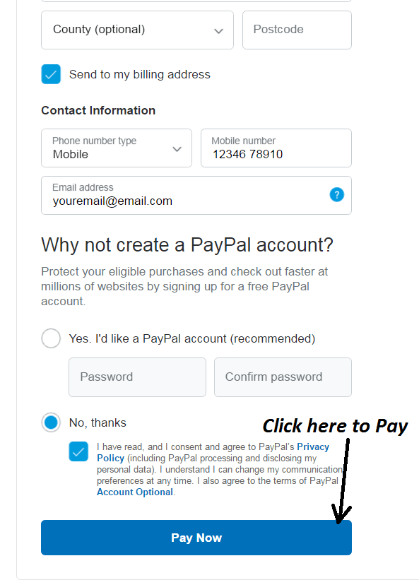 paypal steps to pay using credit card