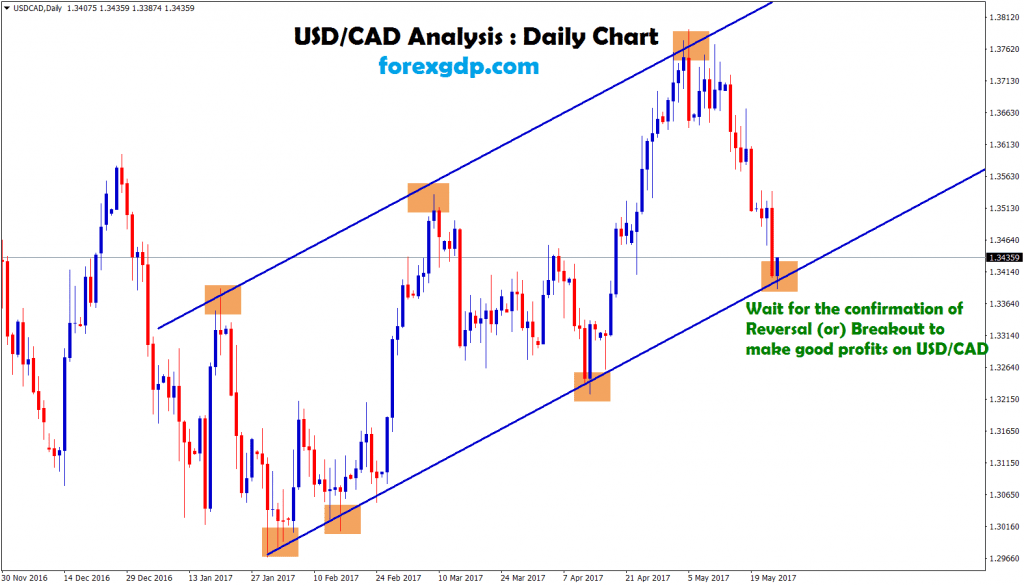 usdcad forecast reversal movement from the support of trendline