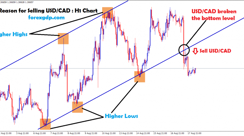 usd cad broken the bottom level of the uptrend