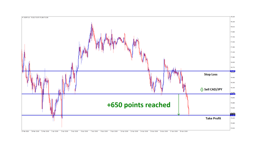 650 pips tp in cadjpy trade