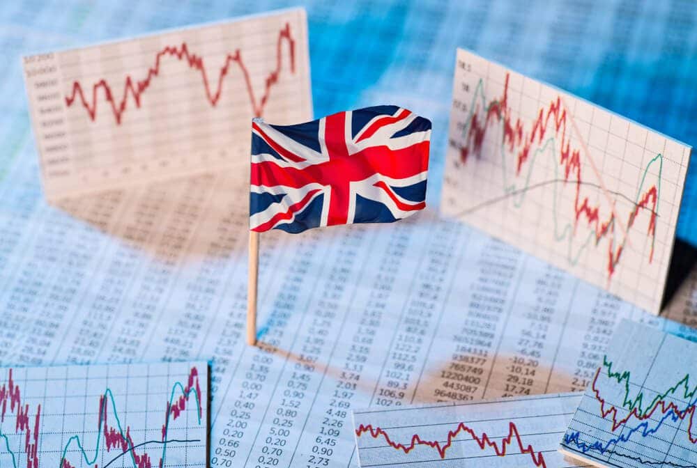 Britain currency gbp with economic charts