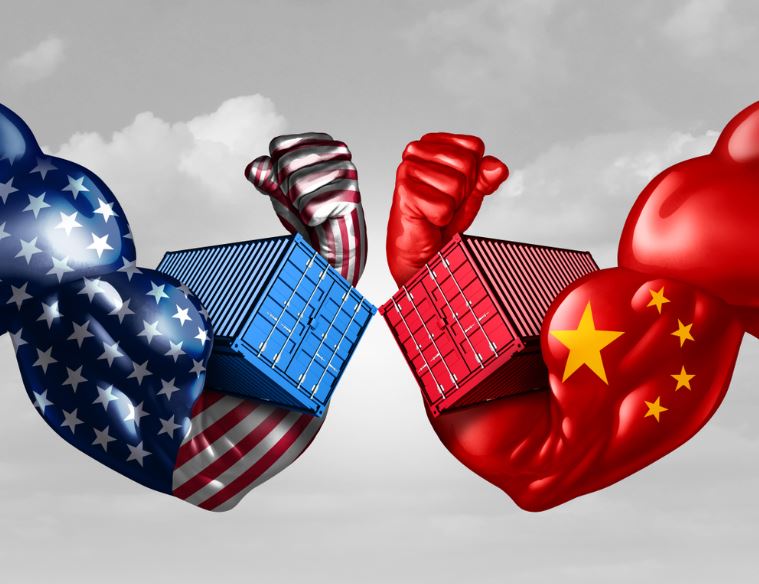 Economic trade war between the USA and China in hand arms