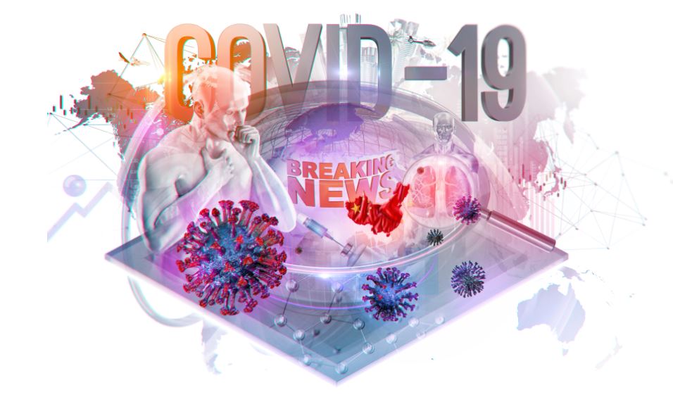 China pathogen virus collage background with coronavirus covid 19