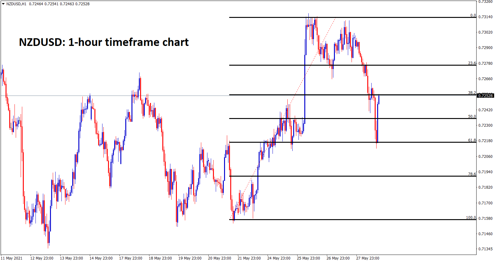 NZDUSD bounces back after hitting the 61.8 fibonnaci retracement level