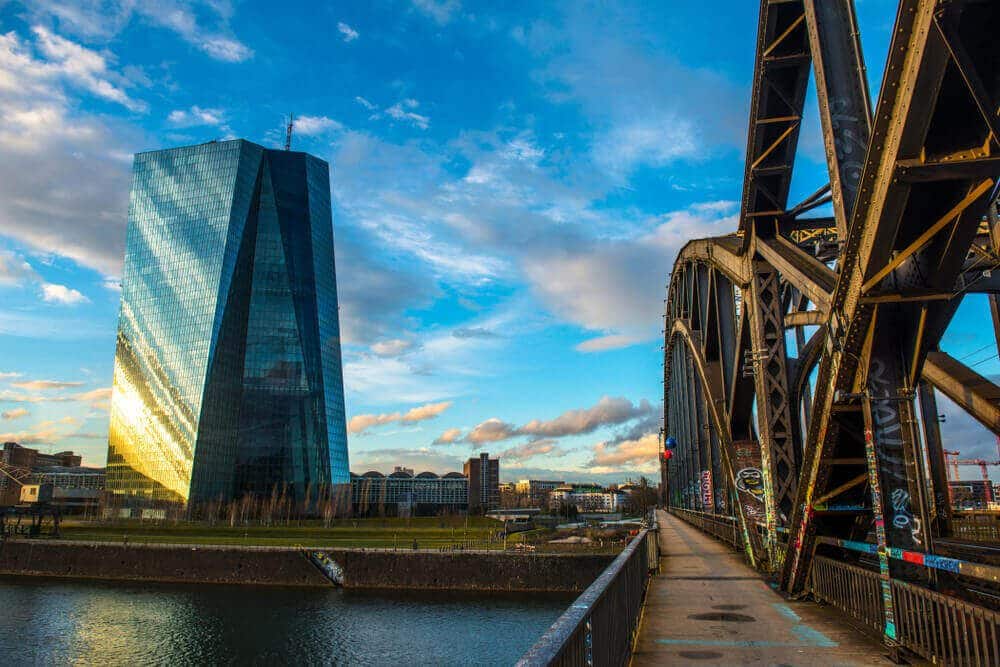 ECB Deutschherrn bridge.ECB European Central BankFrankfurt