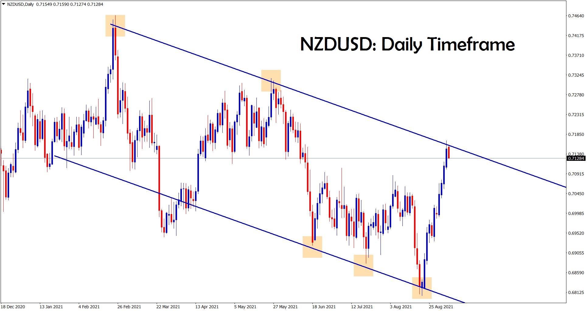 NZDUSD is making a correction from the lower high of the descending channel