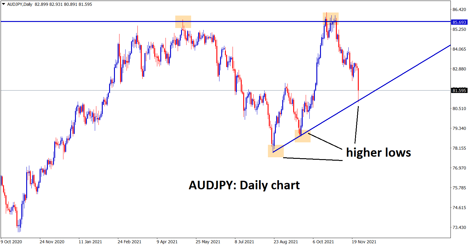 AUDJPY has reached the higher low in the daily timeframe chart