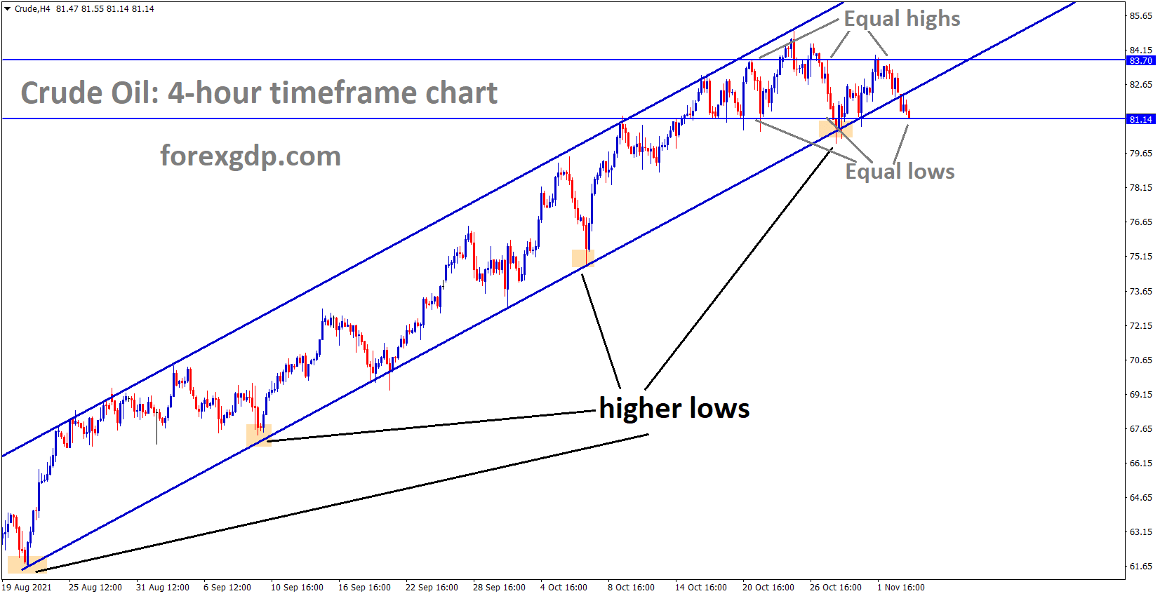 Crude oil is moving in the Ascending channel and consolidated