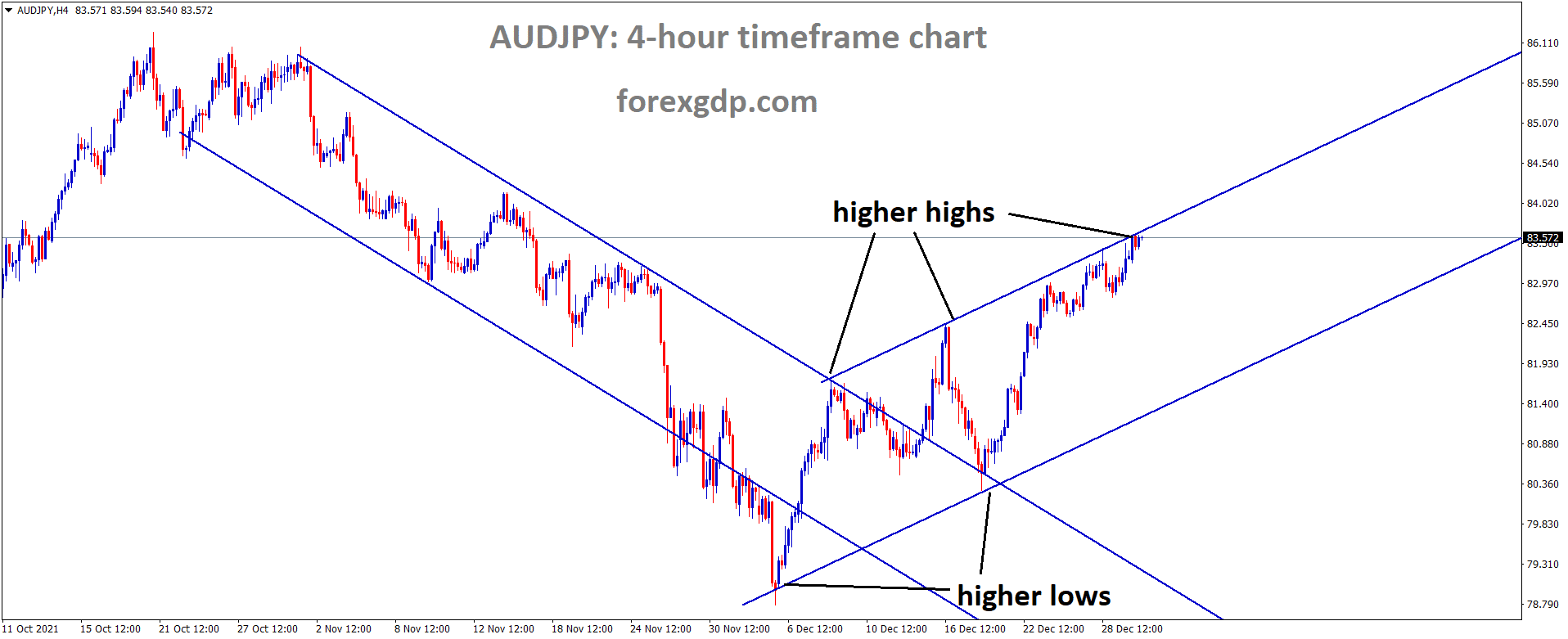 AUDJPY is moving in an Ascending channel and the market has reached the higher high area of the channel.
