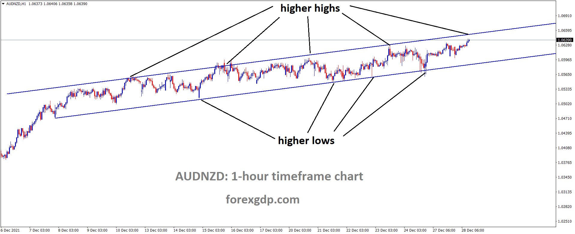AUDNZD is moving in an Ascending channel and the market reached the higher high area of the channel 1