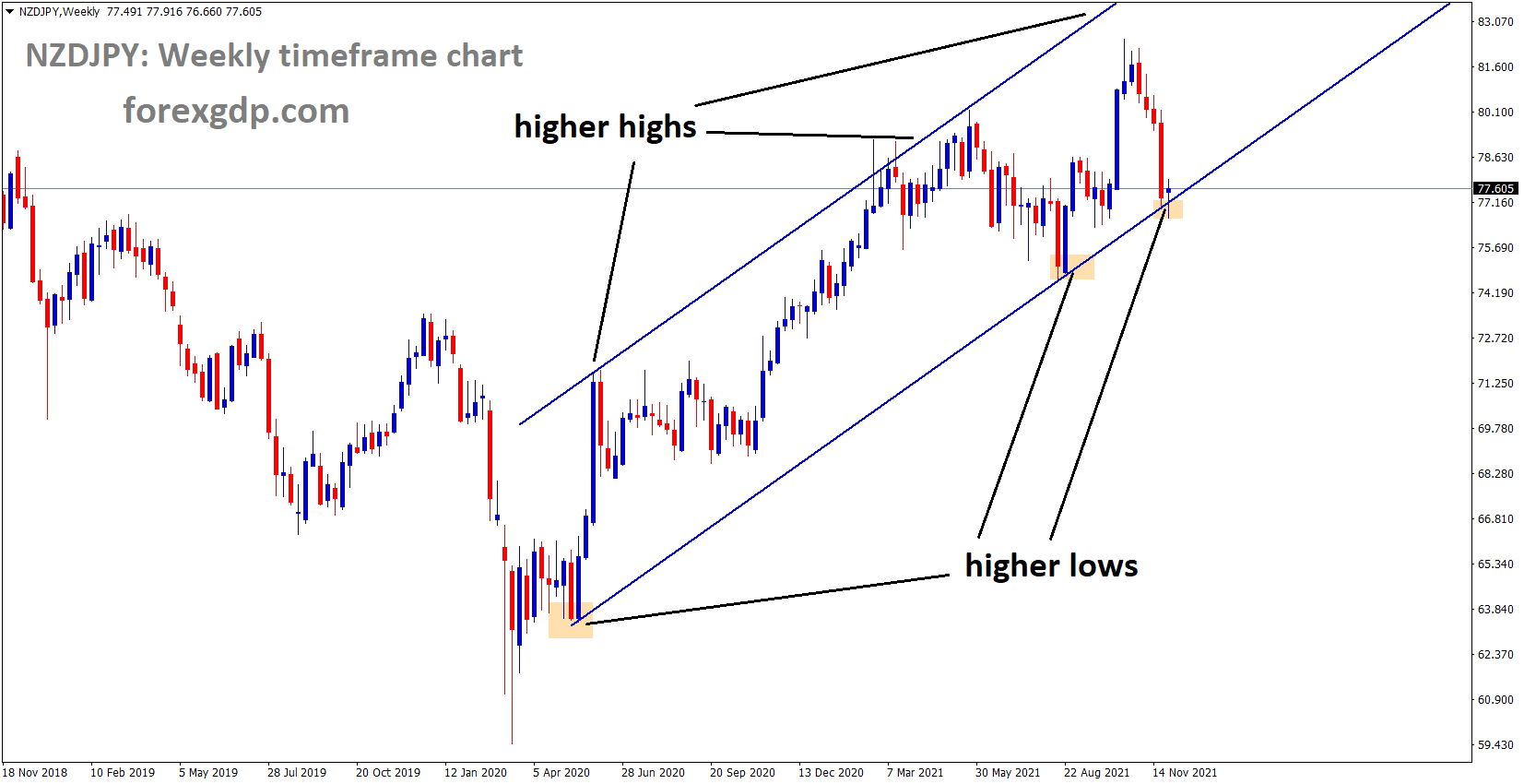 NZDJPY is moving in an Ascending channel and the market is rebounding from the higher low area of the channel