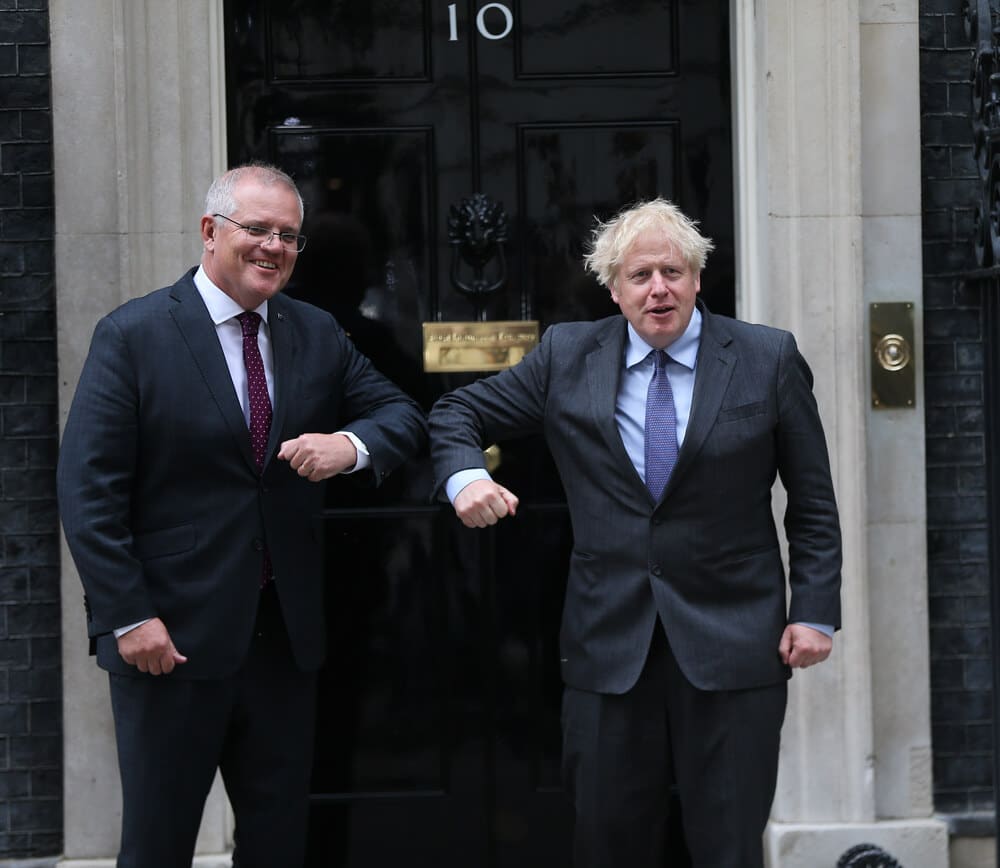 UK Prime Minister Boris Johnson welcomes Australian Prime Minister Scott Morrison