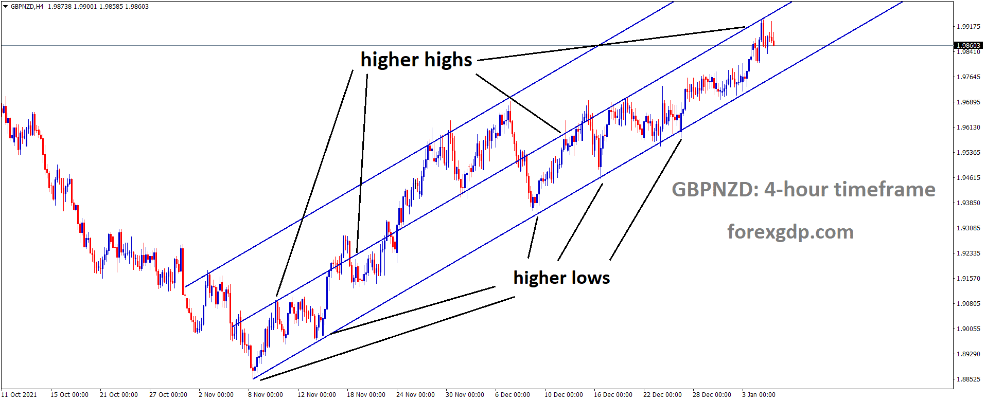 GBPNZD is moving in an Ascending channel and the market has fallen from the higher high area of the channel