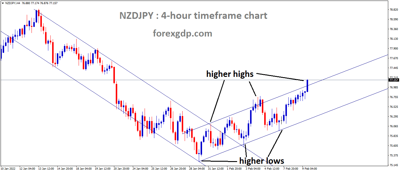NZDJPY is moving in an Ascending channel and the market has reached the higher high area of the channel