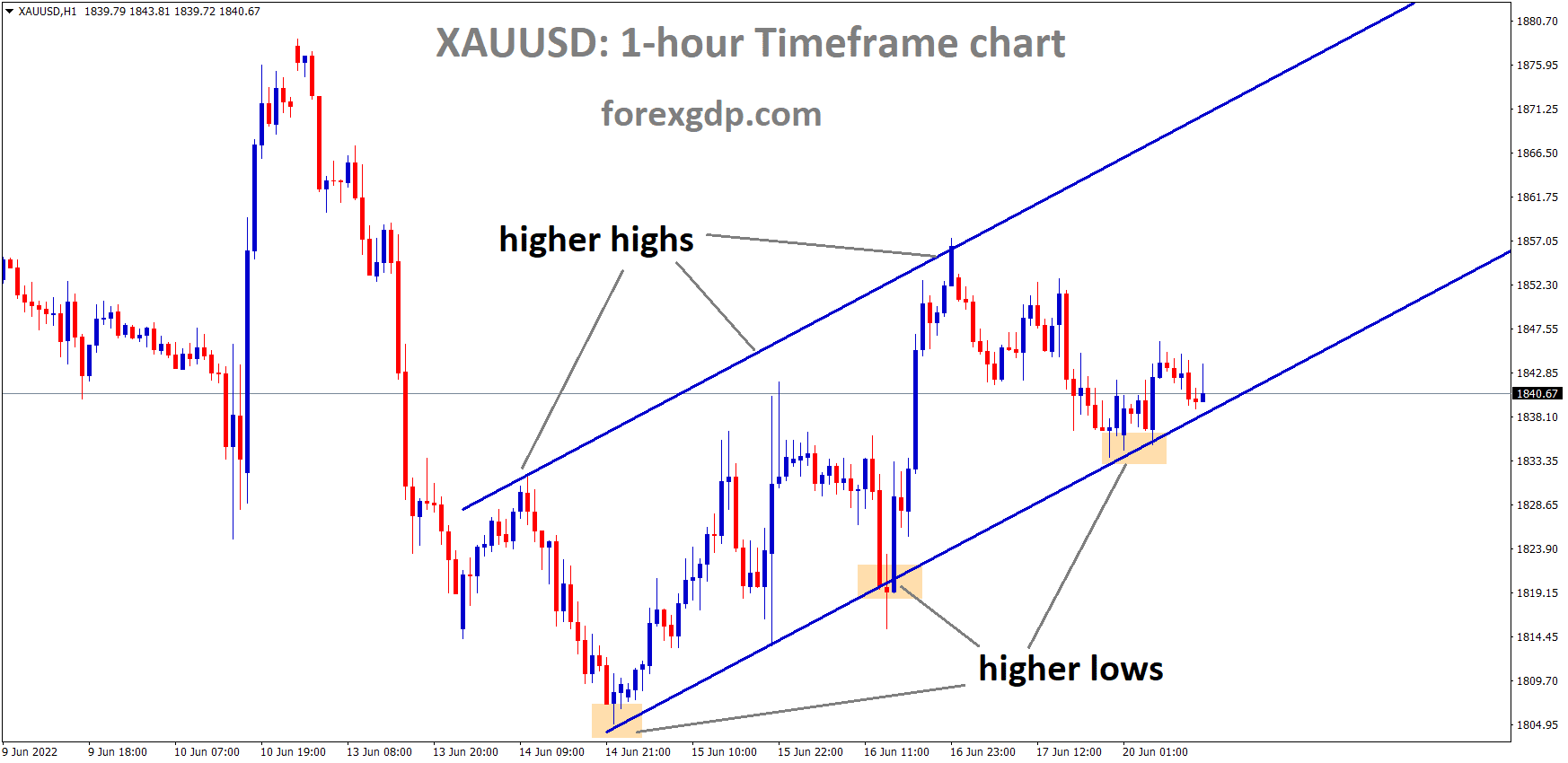 XAUUSD Gold price is moving in an Ascending channel and the Market has reached the higher low area of the Pattern.