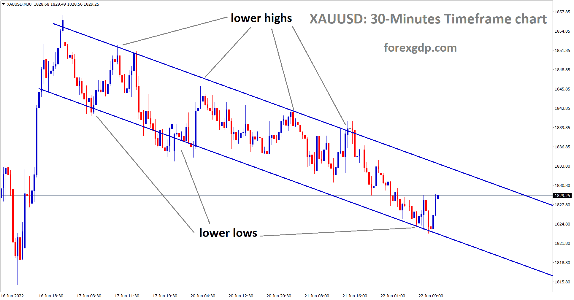 XAUUSD is moving in a descending channel and the market rebounded from the lower low area of the channel