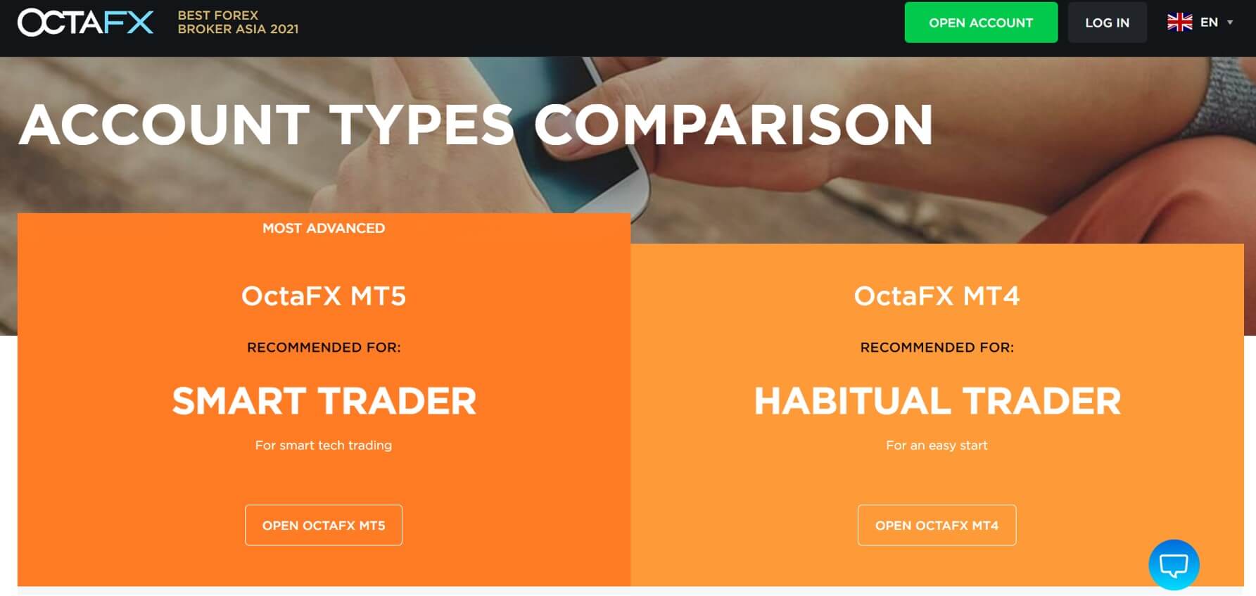 octafx account comparison