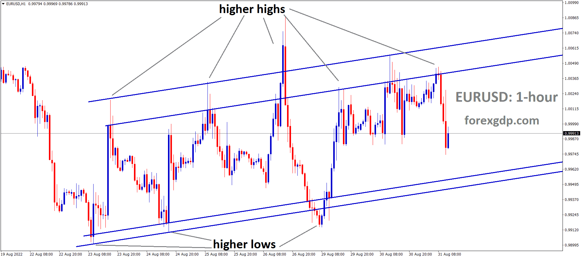 EURUSD is moving in an Ascending channel and the Market has fallen from the higher high area of the channel