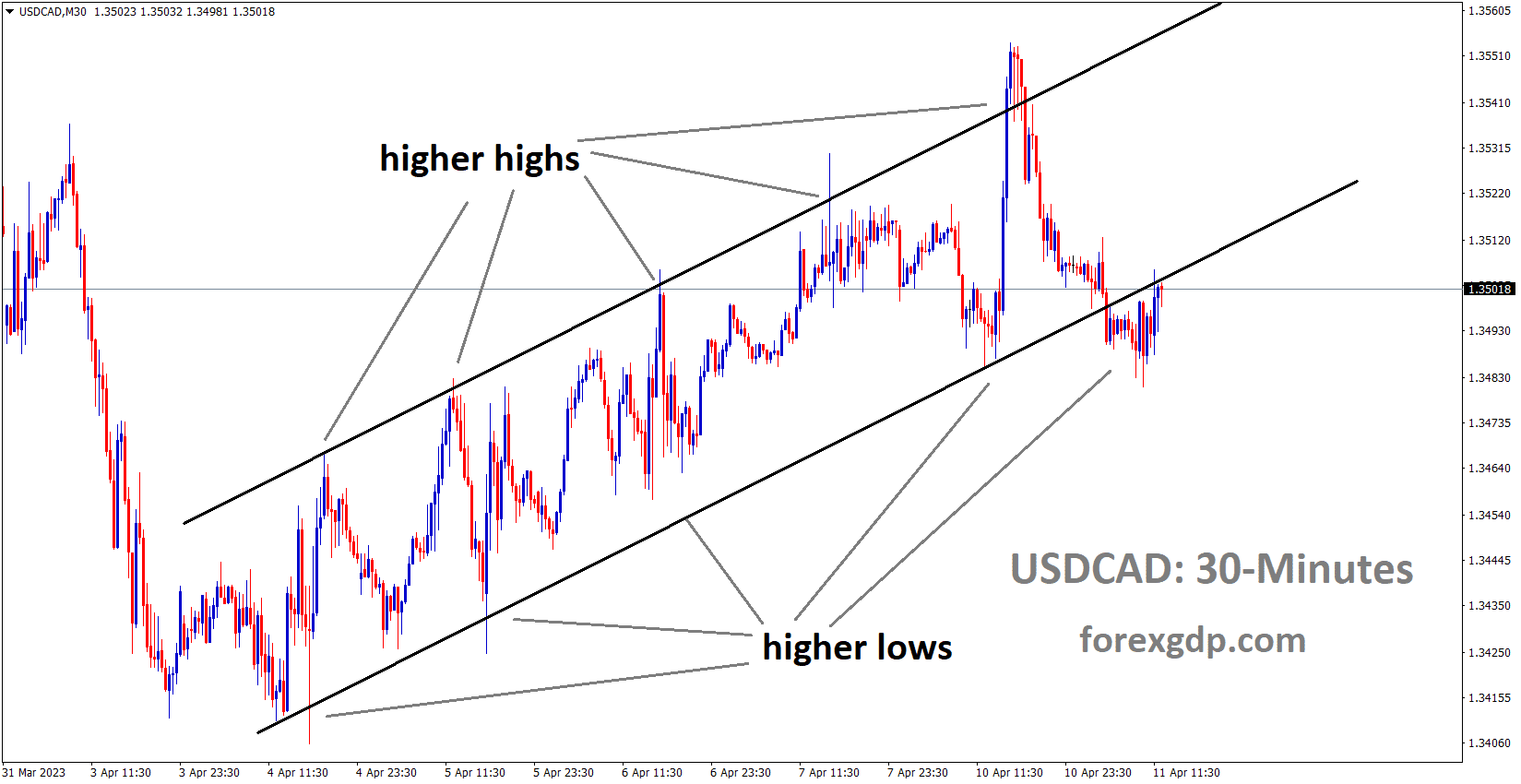 USDCAD is moving in an Ascending channel and the market has rebounded from the higher low area of the channel 2