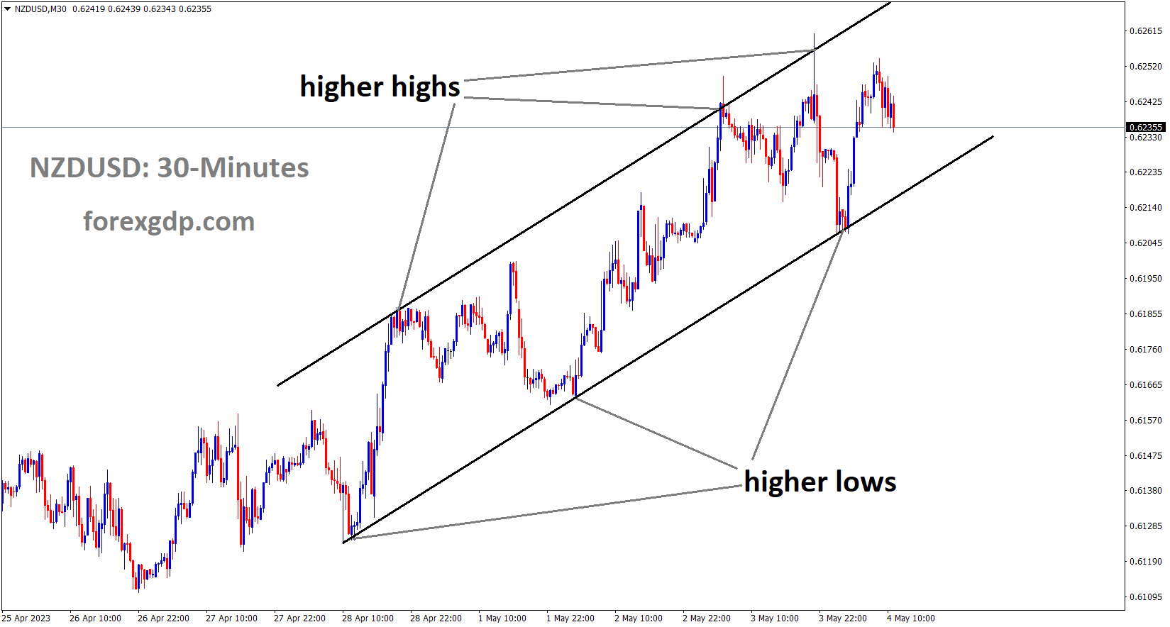NZDUSD is moving in an Ascending channel and the market has fallen from the higher high area of the channel