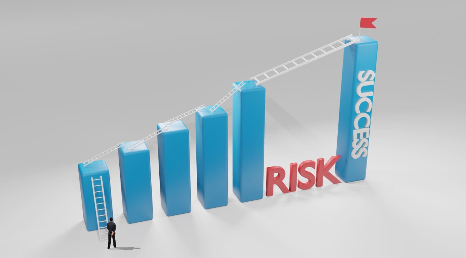long ladder higher bar chart concept business risk success 3d rendering (1)