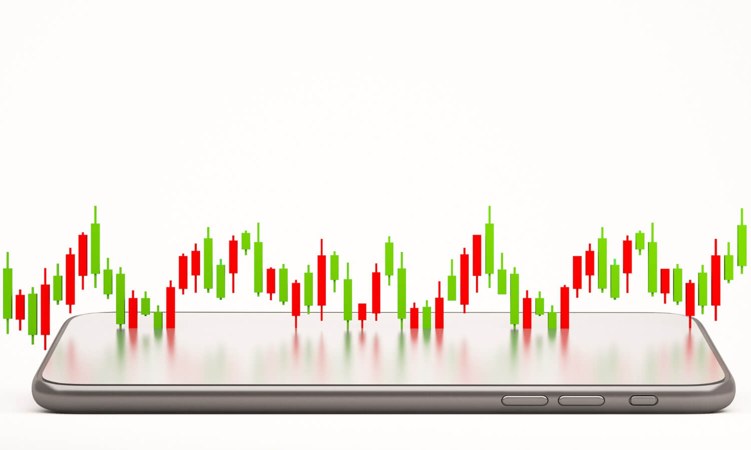 candle stick graph chart online stock market trading with mobile phone 3d render illustration background (1)