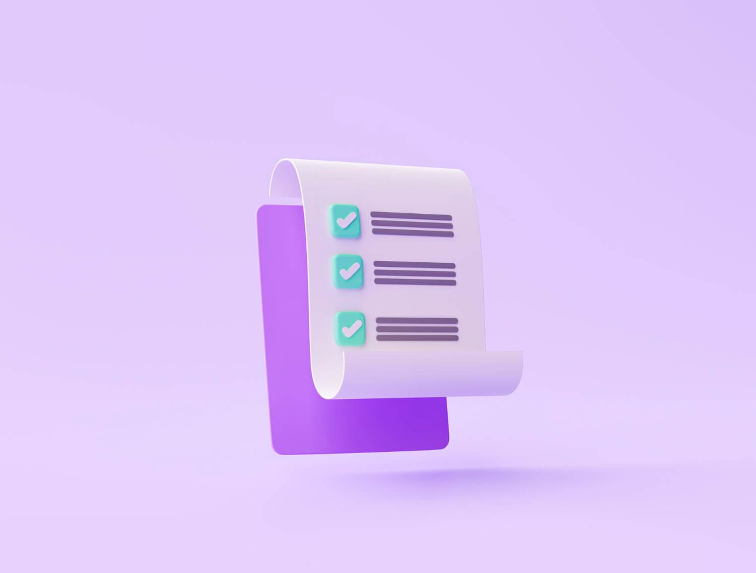 clipboard with checklist paper note icon symbol purple background 3d rendering (1)