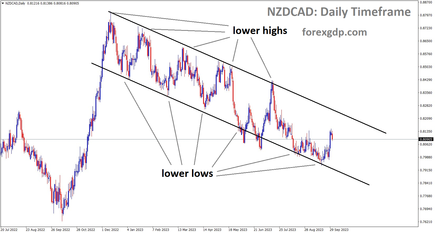 NZDCAD is moving in the Descending channel and the market has rebounded from the lower low area of the channel