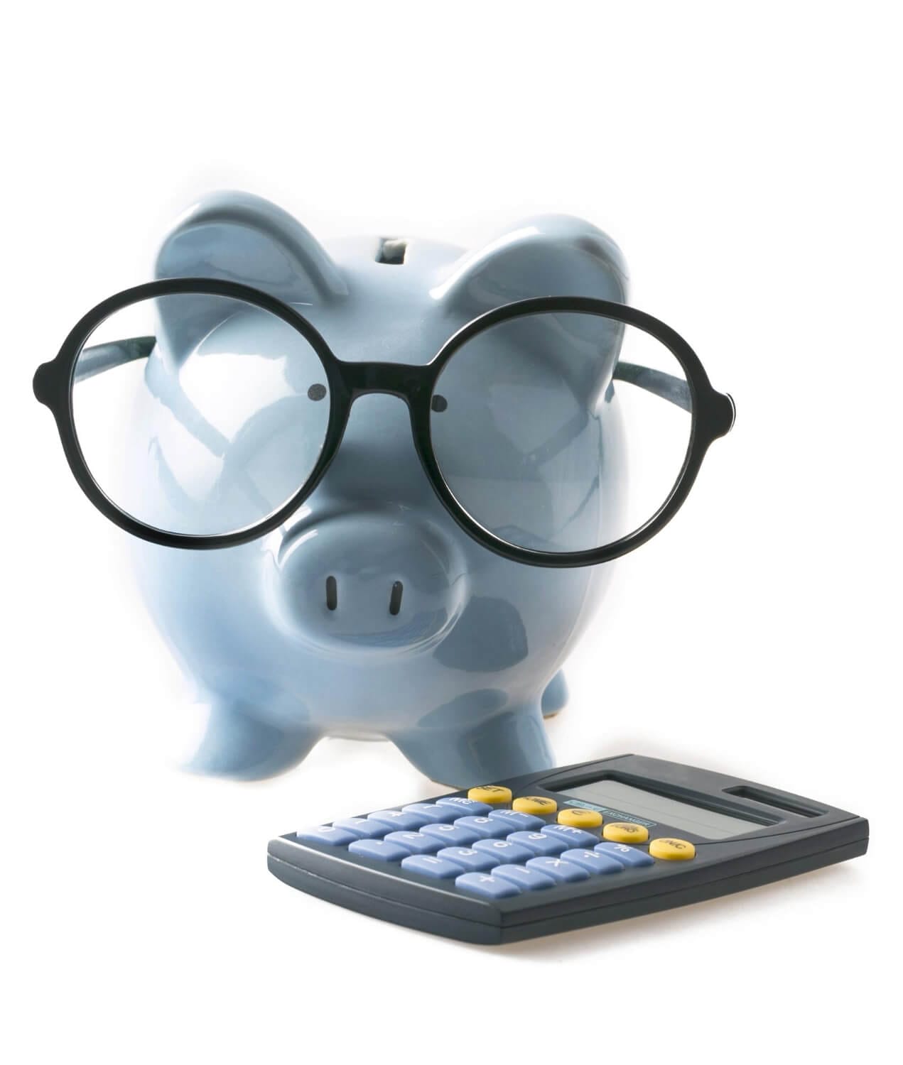 piggy bank with eyeglasses calculator (1)