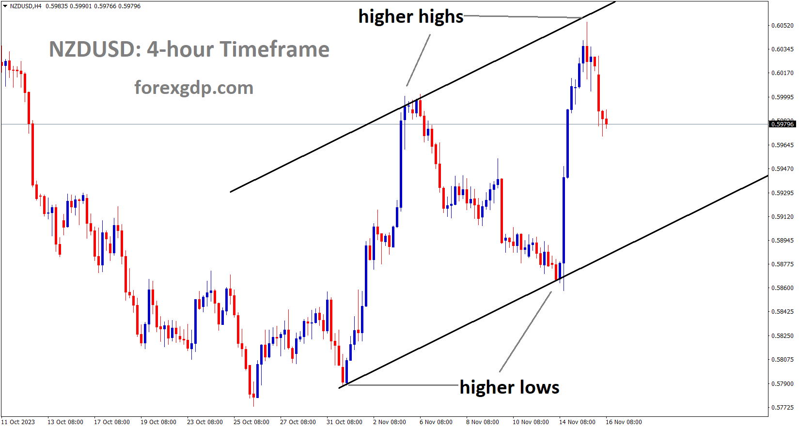 NZDUSD is moving in an Ascending channel and the market has fallen from the higher high area of the channel