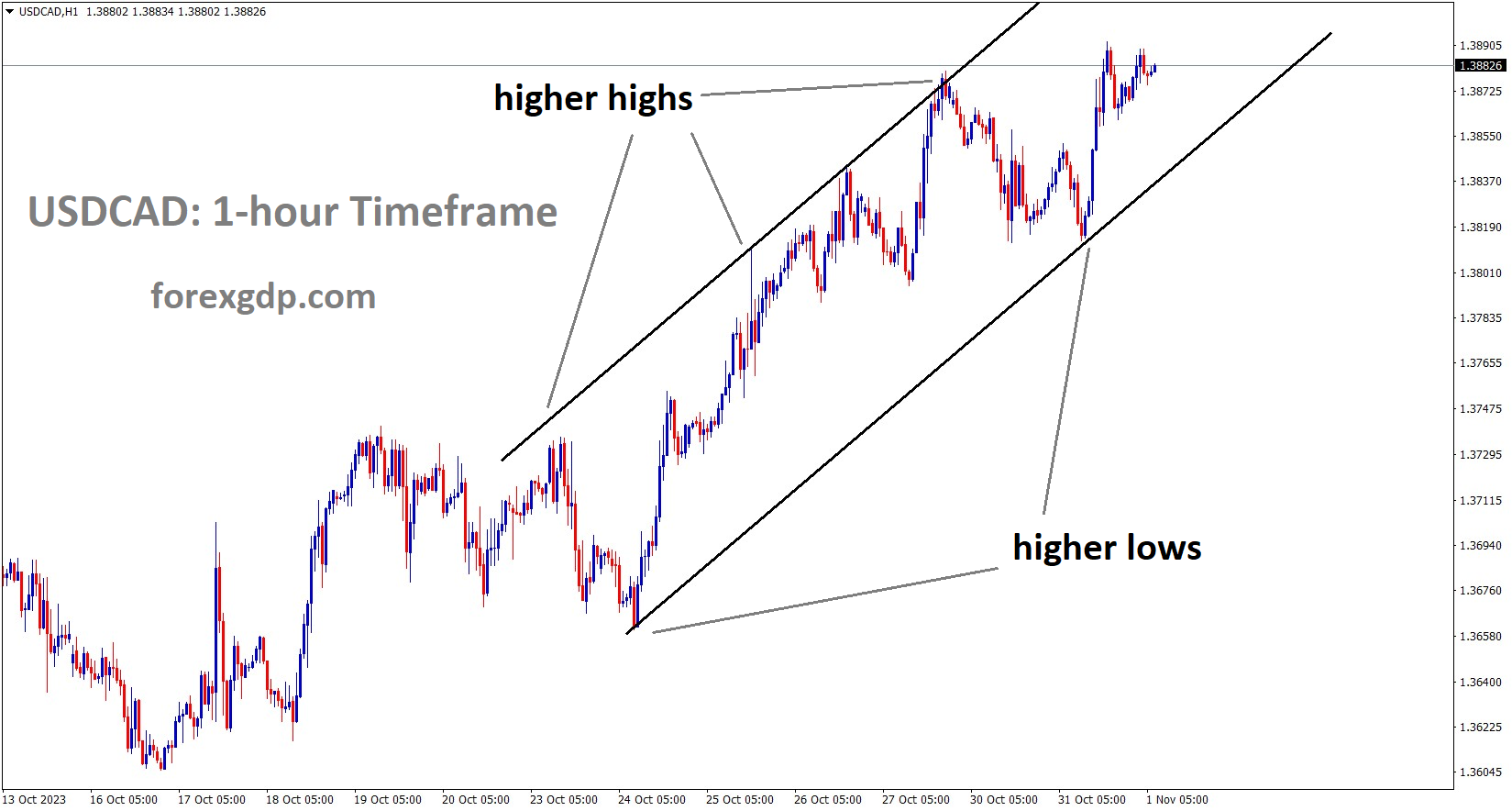 USDCAD is moving in an Ascending channel and the market has reached the higher high area of the channel