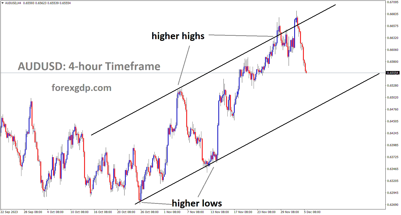 AUDUSD is moving in a ascending channel and the market has fallen from the higher high area of the channel