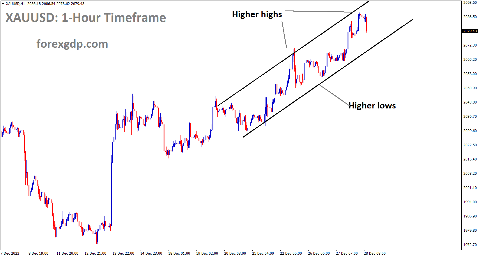 XAUUSD Gold price is moving in an Ascending channel and the market has fallen from the higher high area of the channel.