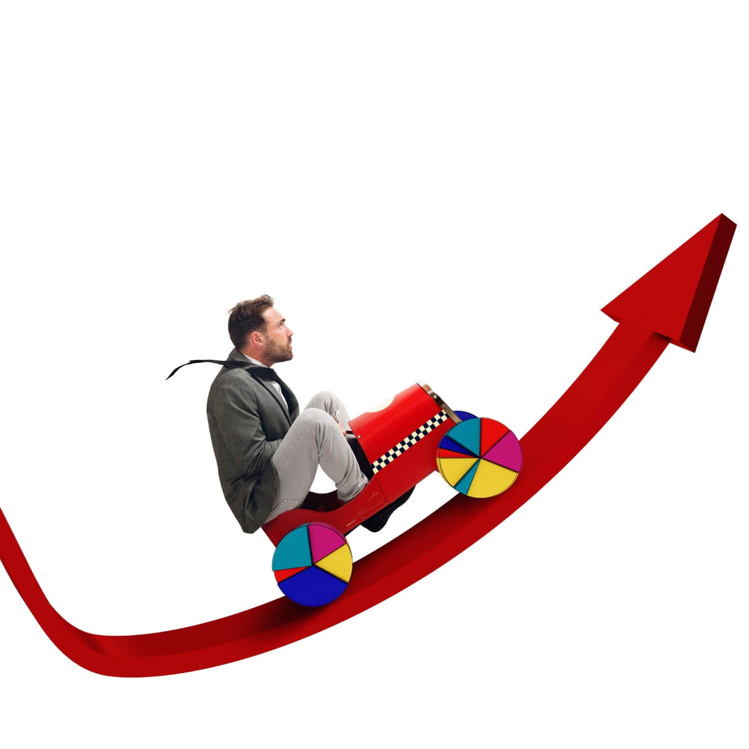 businessman driving uphill arrow economic growth (1)