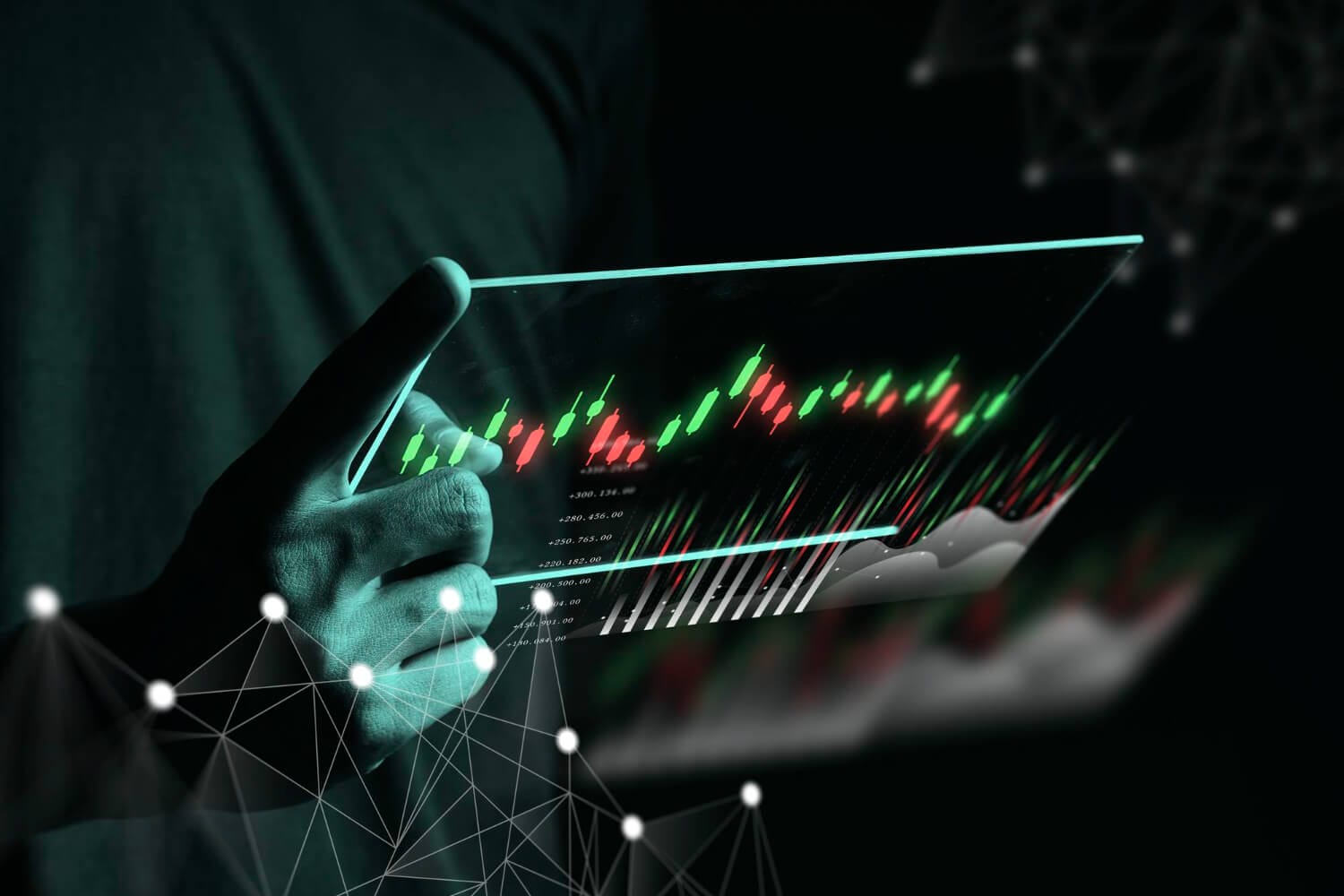 digital design businessman trading online stock market transparent screen (1)