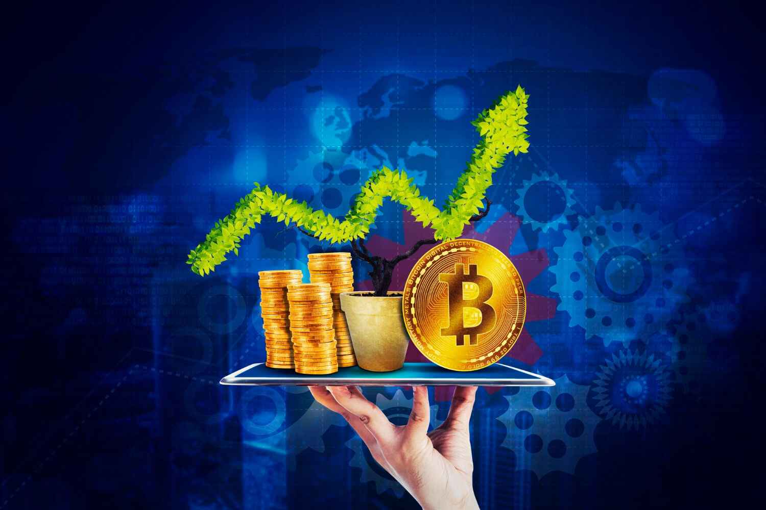 hand holding digital tablet with bitcoin symbol (1) 11zon