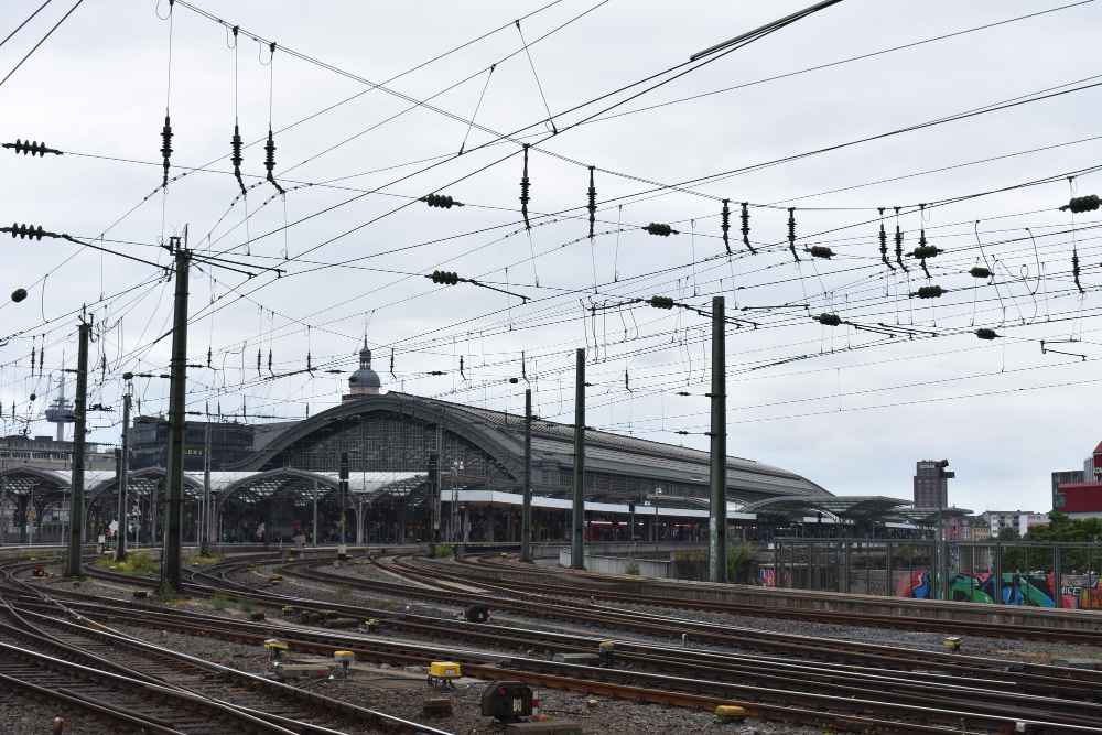 Power lines over railroad track