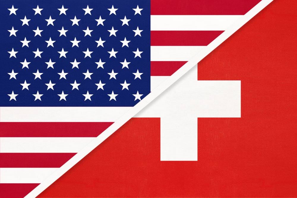 USA vs Switzerland national flag