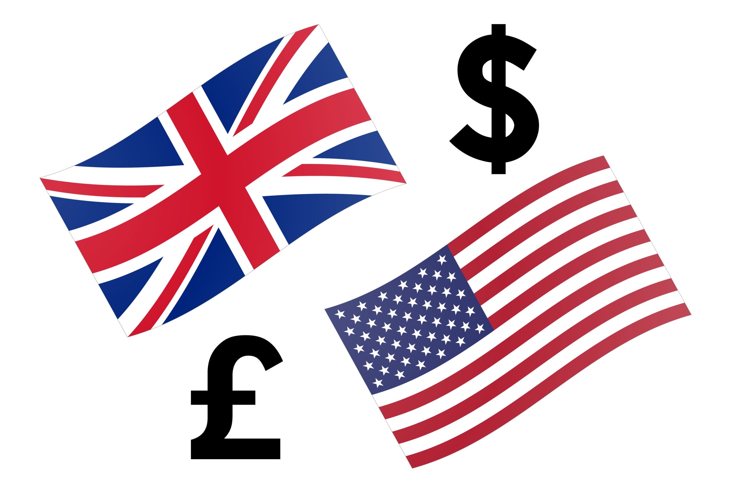 GBPUSD forex currency pair vector illustration. United Kingdom a