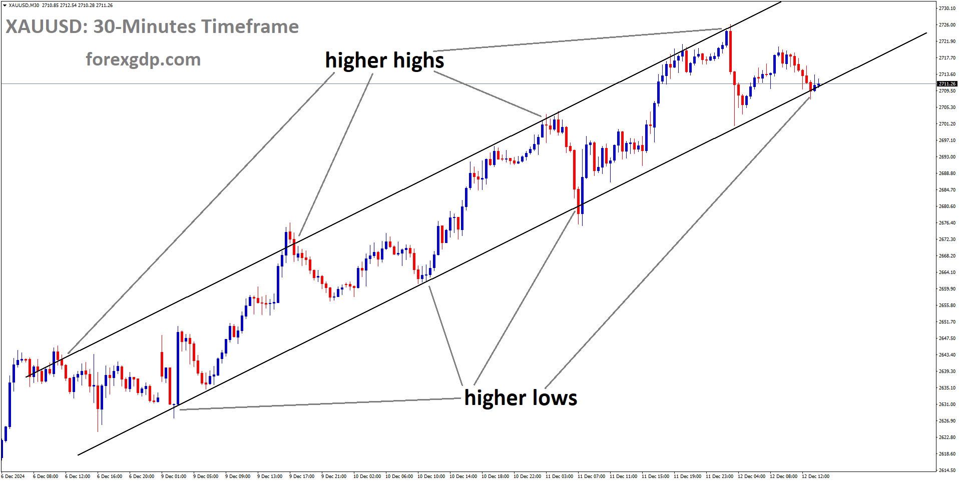 XAUUSD is moving in an uptrend channel, and the market has reached the higher low area of the channel