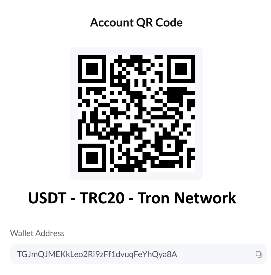 USD Tether (USDT) TRC 20 Tron Network Payment ID