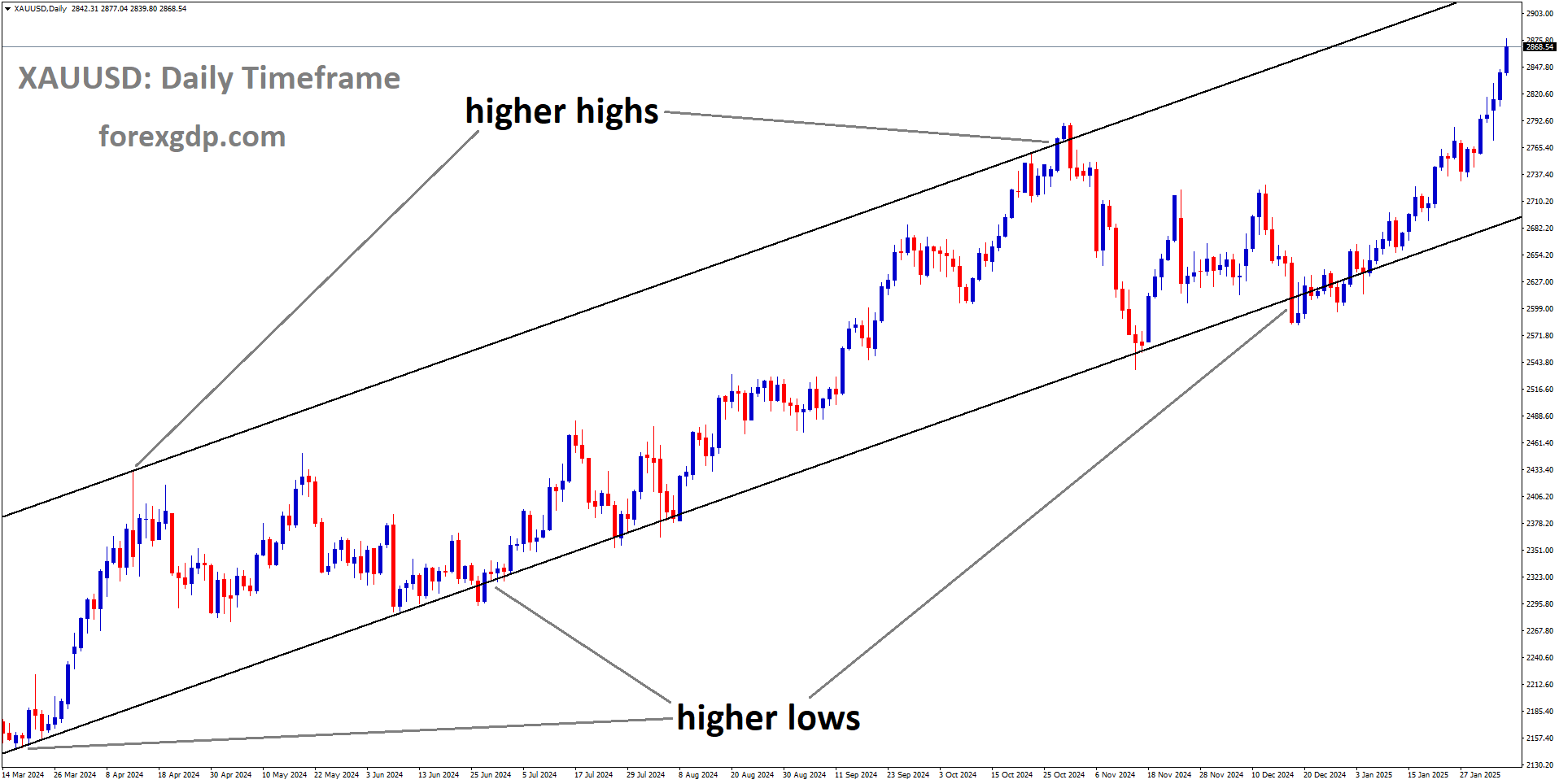 XAUUSD is moving in an Ascending channel and the market has rebounded from the higher low area of the channel