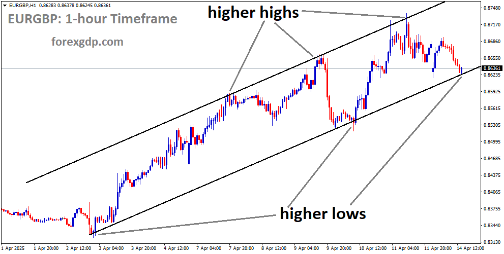 EURGBP is moving in an uptrend channel, and the market has reached the higher low area of the channel