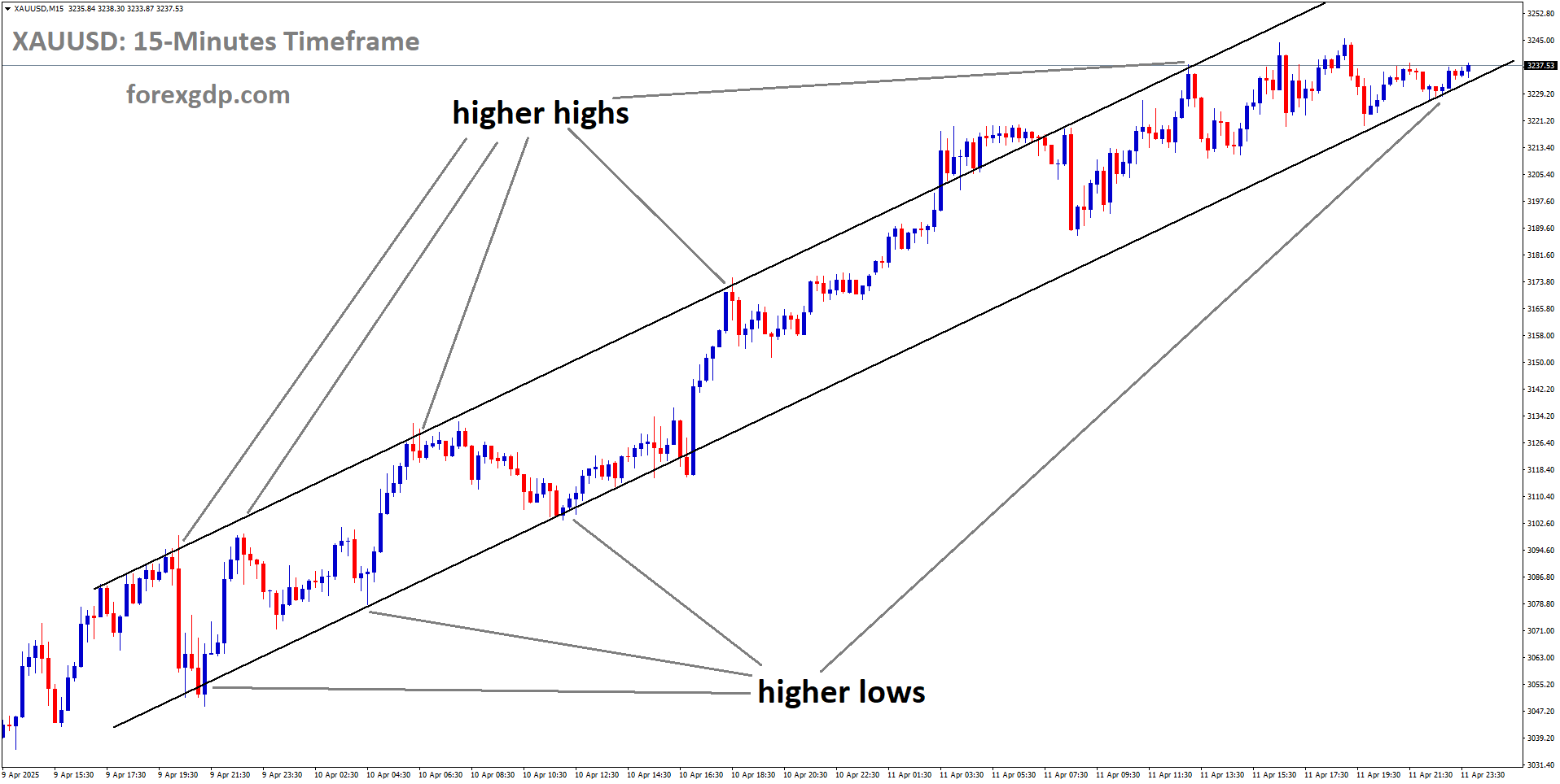 XAUUSD is moving in an uptrend channel, and the market has reached the higher low area of the channel