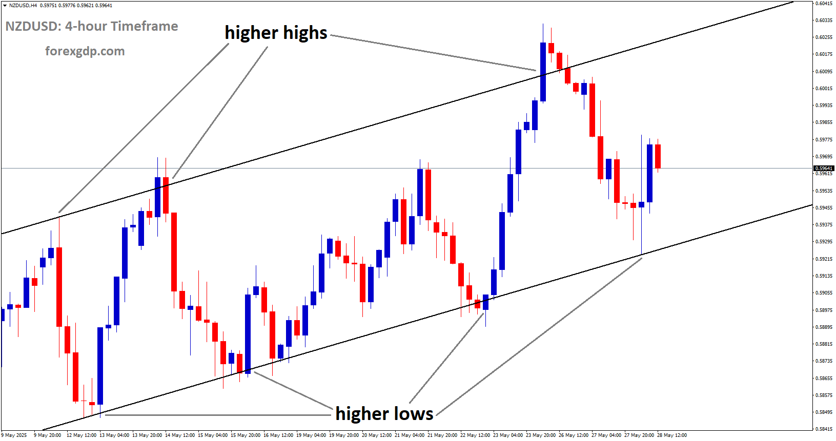 NZDUSD is moving in an uptrend channel, and the market has rebounded from the higher low area of the channel