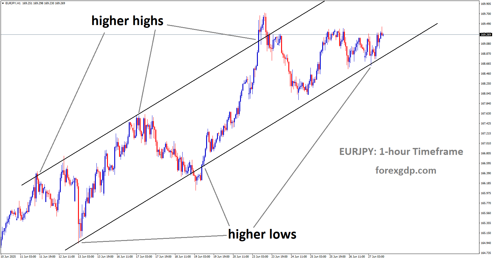 EURJPY is moving in an uptrend channel, and the market has rebounded from the higher low area of the channel