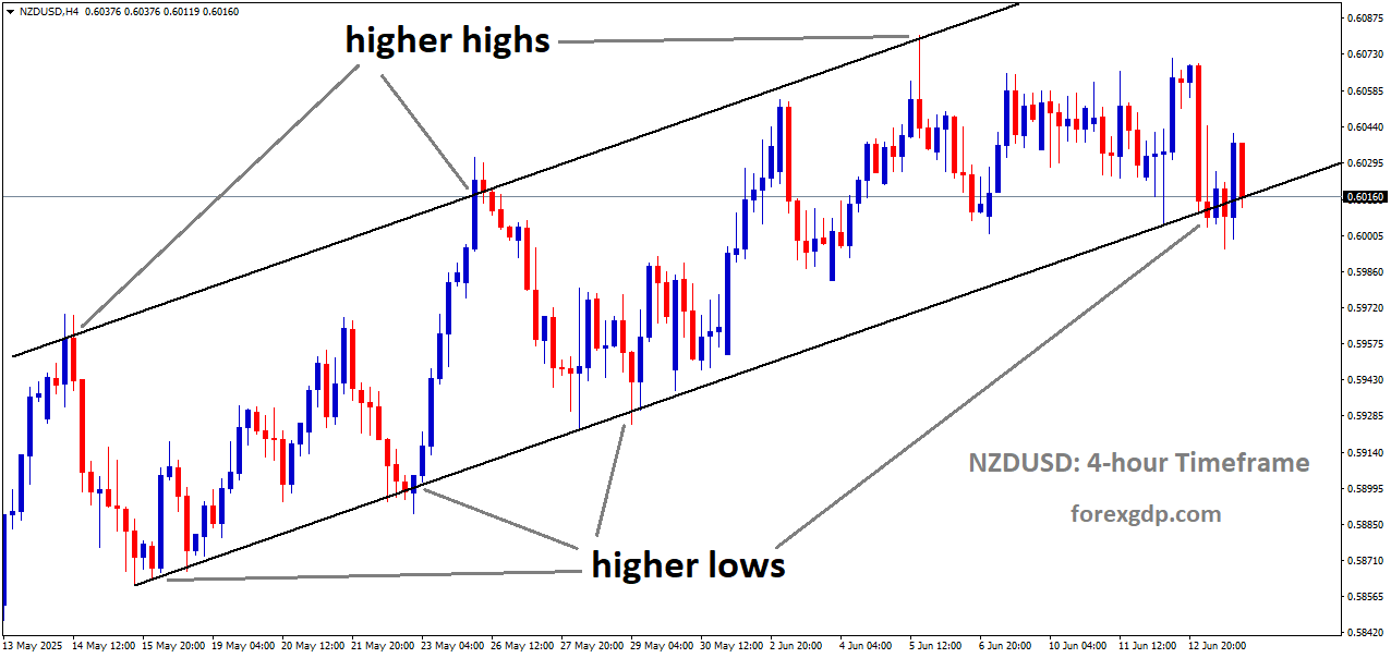 NZDUSD is moving in an uptrend channel, and the market has reached the higher low area of the channel