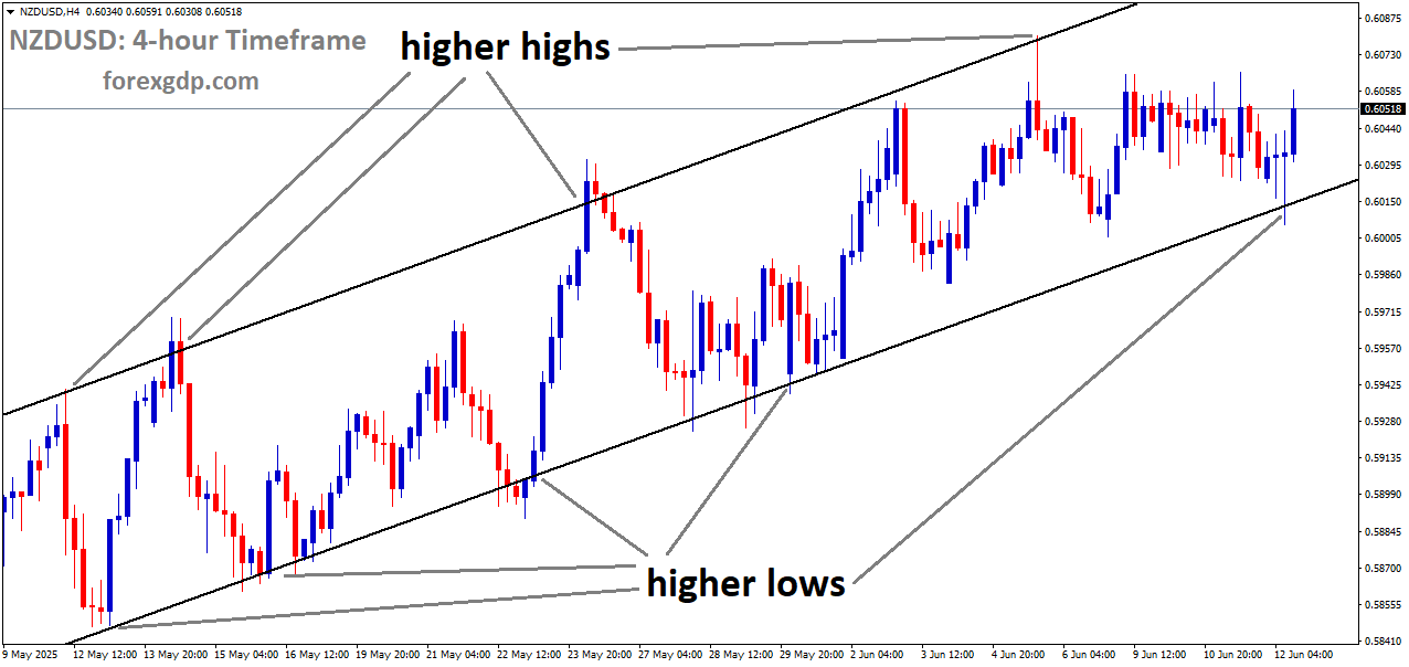 NZDUSD is moving in an uptrend channel, and the market has rebounded from the higher low area of the channel