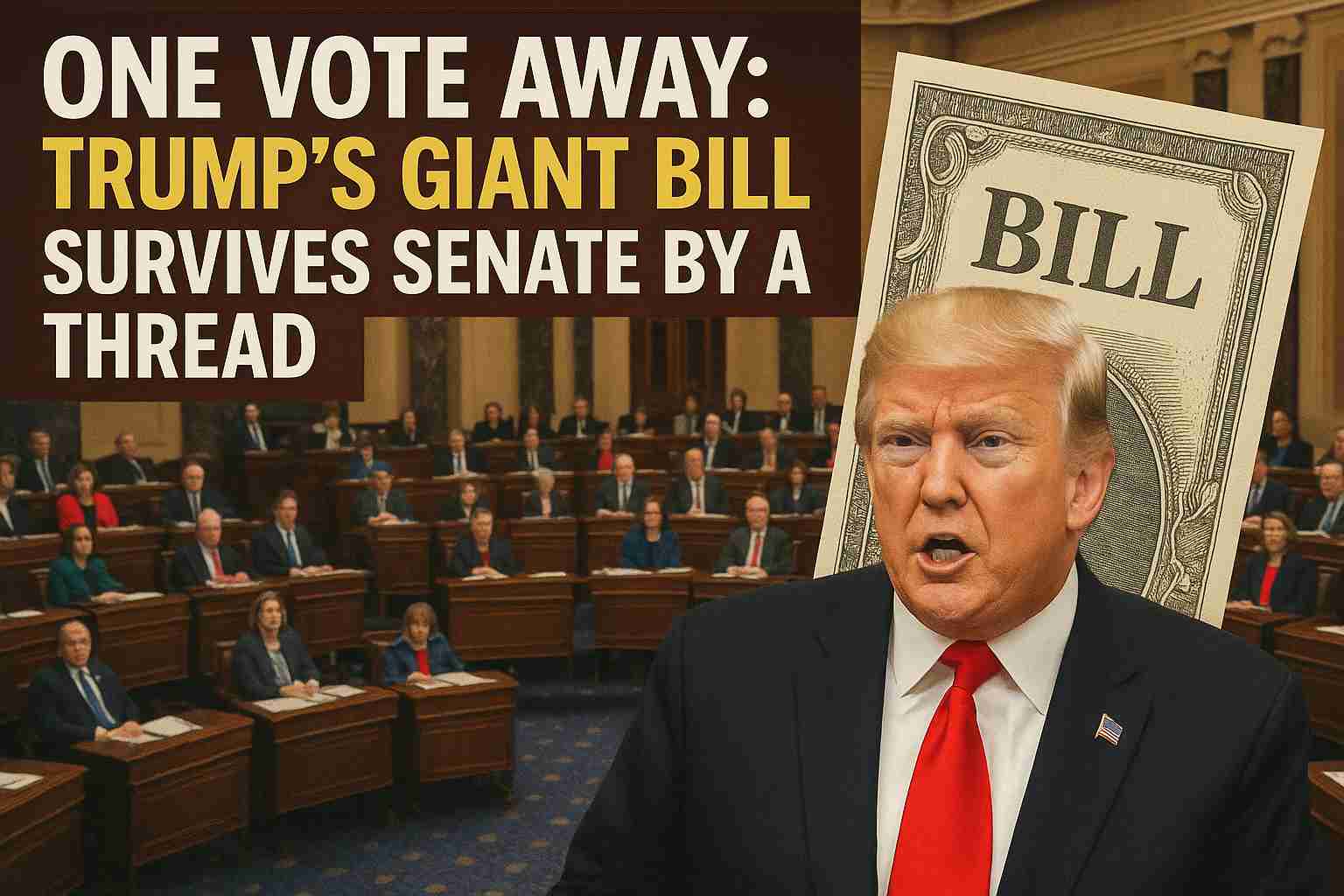 One Vote Away Trump’s Giant Bill Survives Senate by a Thread