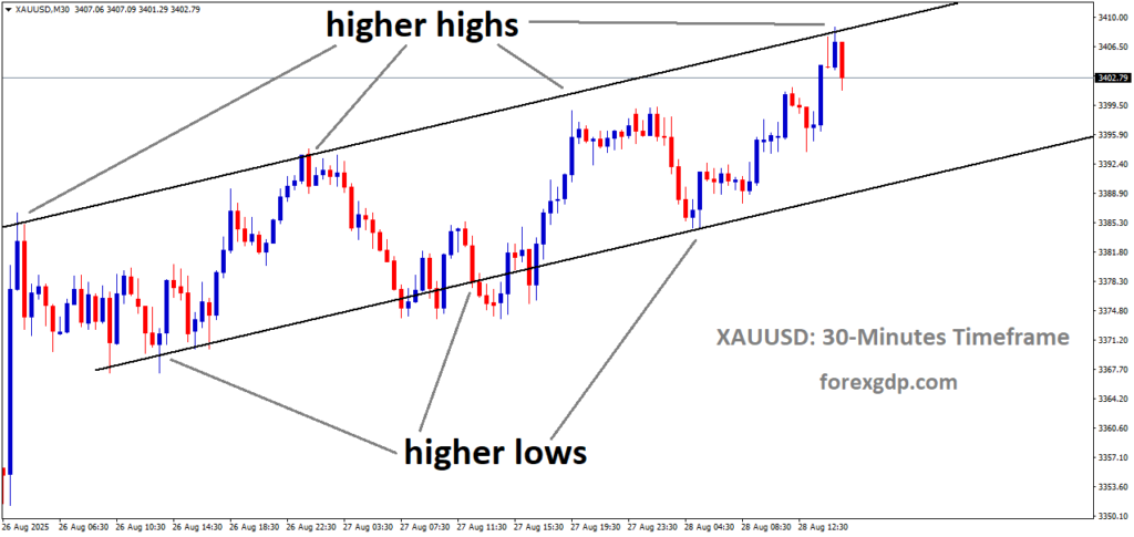 XAUUSD is moving in an uptrend channel, and the market has reached a higher high area of the channel